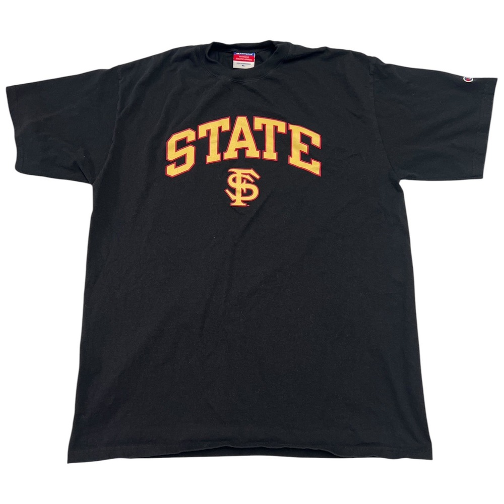 Champion Florida State Seminoles Black Short Sleeve T-Shirt FS Logo Mens Size XL